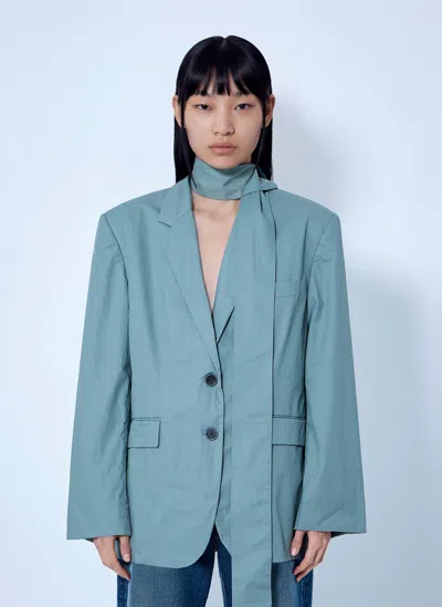 Acne Studios Suit Jacket With Scarf In Green