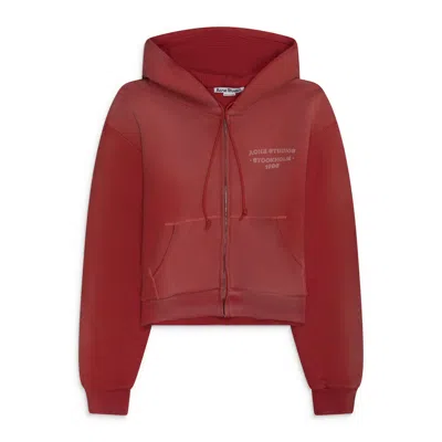 Acne Studios Sunkissed Cropped Zip Hoodie Red