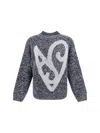Acne Studios Kwisted As Heart Logo Knit Sweater In Blackbird Blue/multi