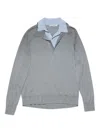 Acne Studios Layered Silk-blend Polo Sweater In Gray