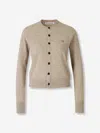 Acne Studios Crew Neck Wool Cardigan Knitwear Grey In Brown