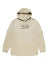 Acne Studios Oversized Layered Printed Organic Cotton-jersey Hoodie In Neutral