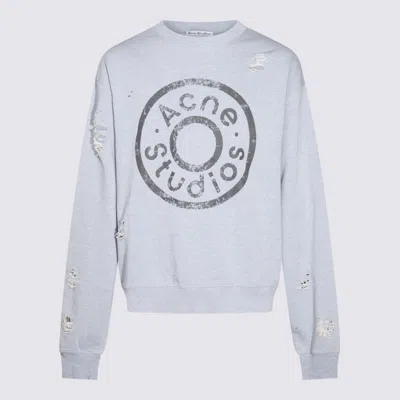 Acne Studios Blue Distressed Printed-logo Sweatshirt In Blue Melange