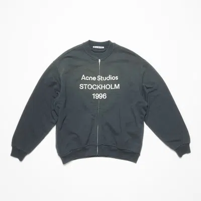 Acne Studios Sweatshirt Black Vintage Effect With Zip Men In Gray