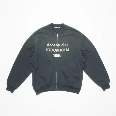 Acne Studios Sweatshirt Black Vintage Effect With Zip In Gray