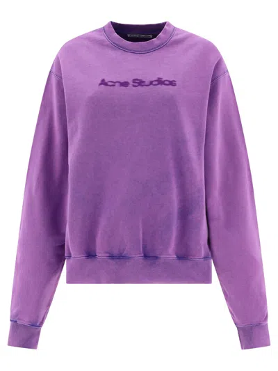 Acne Studios Printed Cotton-jersey Sweatshirt In Violet