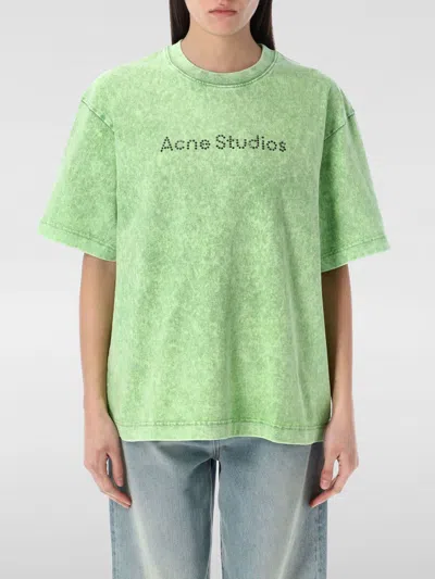 Acne Studios Oversized T-shirt With Fade-out Vintage Finish In Green