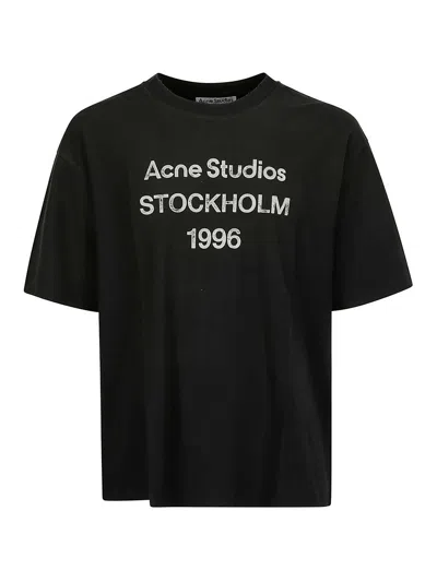 Acne Studios Men Crew Neck T-shirt With Print In Black