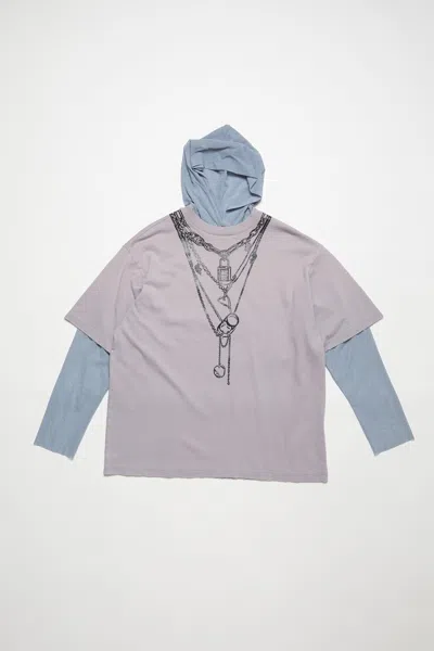 Acne Studios T-shirt Layered Mesh In Warm Grey