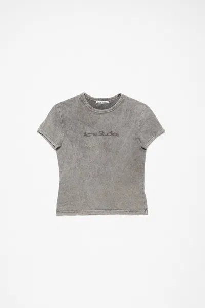 Acne Studios Blurred Logo T-shirt - Fitted Unisex Fit In Faded Grey