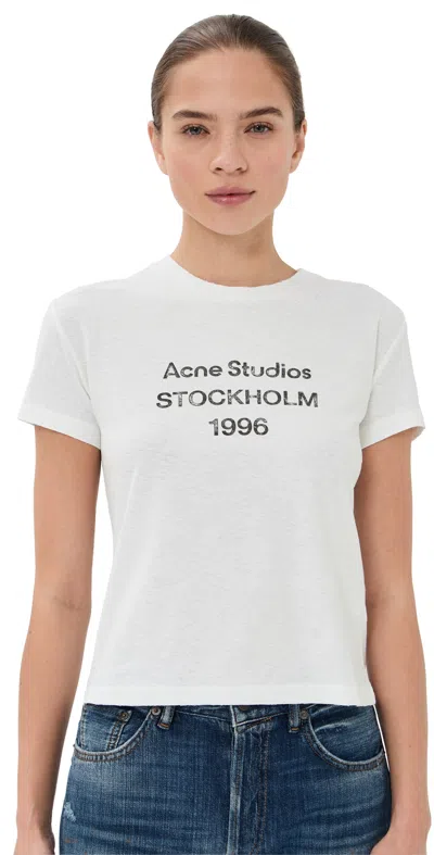 Acne Studios Women White Crewneck T-shirt And Logo Lettering Print On The Front In Cotton Woman