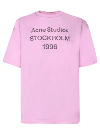 Acne Studios Logo-print Distressed T-shirt In Pink
