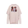 Acne Studios Distressed Crew Neck T-shirt With Mesh Sleeves In Pink