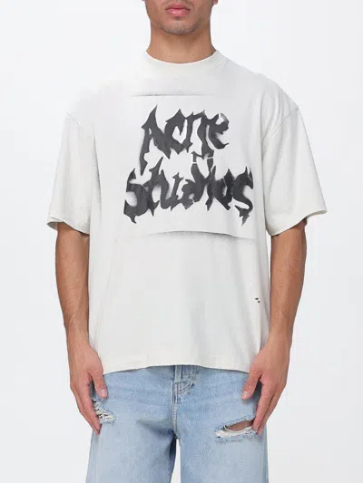 Acne Studios Cotton T-shirt With Printed Logo And Dropped Shoulders In White