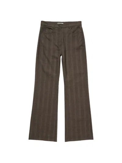 Acne Studios Tailored Wool Check Trousers In Brown