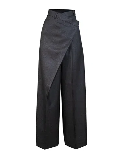 Acne Studios Wrap-effect Woven Wide-leg Pants In Grey