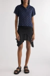 Acne Studios Takota Polka Dot Georgette Polo In Blue