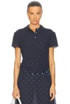 Acne Studios Polka Dot Polo Polo Shirt Blue In Navy & White