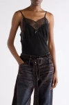 Acne Studios Talea Lace Trim Crepe Camisole In Black
