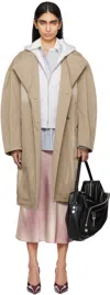 Acne Studios Tan Belted Trench Coat In Ady Mushroom Beige