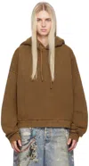 Acne Studios Tan Garment-dyed Hoodie In Adn Chocolate Brown