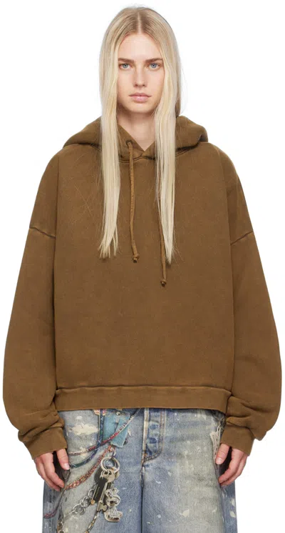 Acne Studios Tan Garment-dyed Hoodie In Adn Chocolate Brown