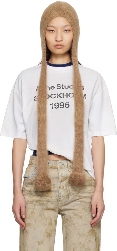 Acne Studios Tan Mohair Earflap Hood In Multi