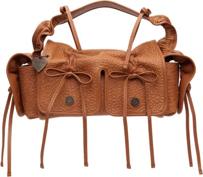 Acne Studios Tan Multipocket Grained Leather Bag In Brown