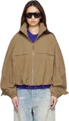 Acne Studios Tan Nylon Logo Jacket In Brown