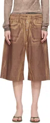 Acne Studios Tan Printed Shorts In Brown