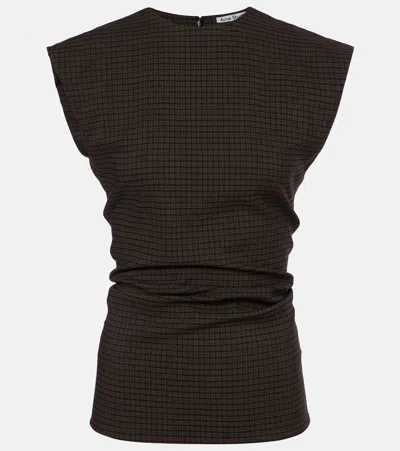 Acne Studios Tanado Checked Wool-blend Top In Brown