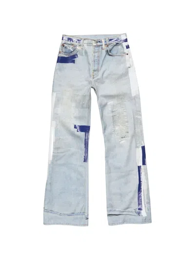 Acne Studios Tape-detail Distressed Jeans In Blue