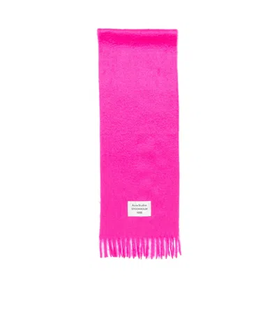 Acne Studios Tassel Logo Scarf In Pink