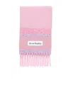 Acne Studios Pink Fringed Logo Scarf In Pink