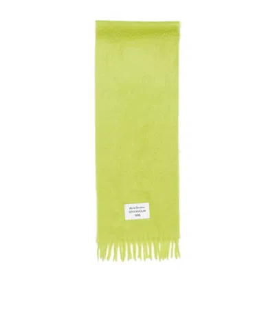 Acne Studios Tassel Logo Scarf In Yellow