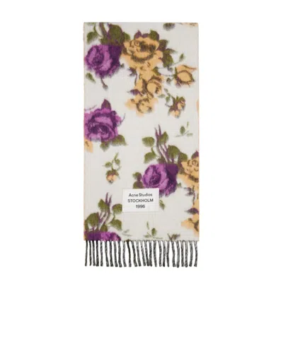 Acne Studios Tassel Wool Scarf In Purple