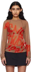 Acne Studios Taupe Long Sleeve Sprayed Logo T-shirt In Cgz Taupe Beige