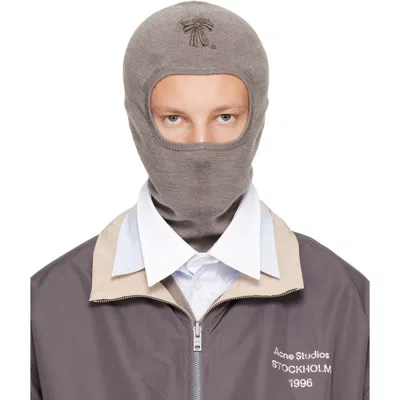 Acne Studios Taupe Merino Wool Balaclava In Dnd Warm Grey Melang