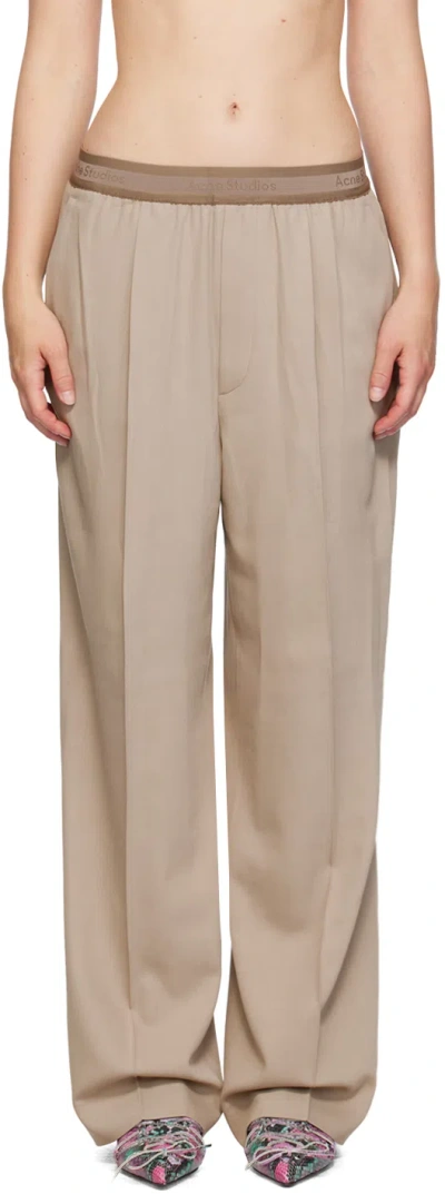 Acne Studios Taupe Pleated Trousers In Ae5 Cold Beige