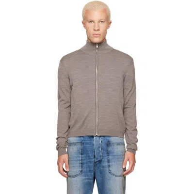 Acne Studios Taupe Zip-up Bow Logo Track Jacket In Dnd Warm Grey Melang