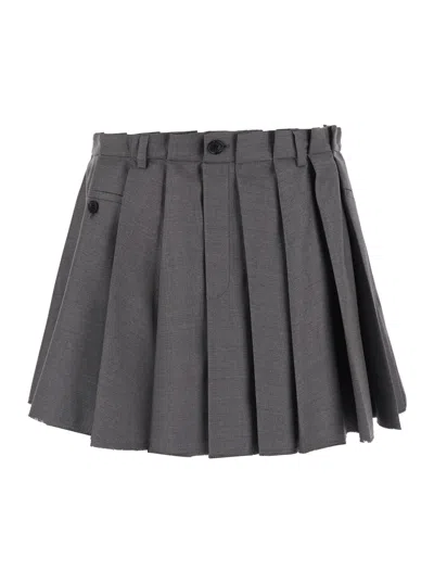 Acne Studios Tech Fabric High-waist Mini Skirt With Side Zip In Gray