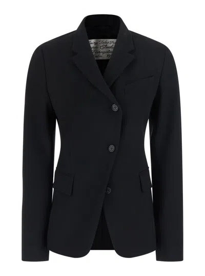 Acne Studios Tech Fabric Jacket With Leather Panel Back And Zip Front In Multi