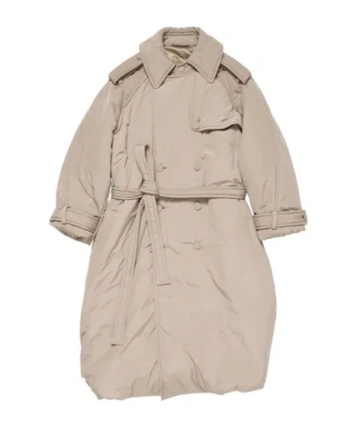 Acne Studios Technical Belted-padded Trench Coat In Brown