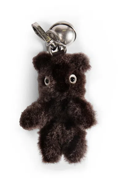 Acne Studios Teddy Bear Keychain In Metallic