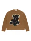 Acne Studios Kusto Teddy Intarsia Wool Blend Sweater In Animal Print