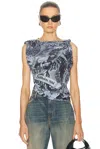 Acne Studios Womensgrey Asymmetric Graphic-print Crepe Top In Multi Grey