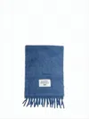 Acne Studios Textured Blue Wool And Nylon Scarf With Fringed Edge In Blue