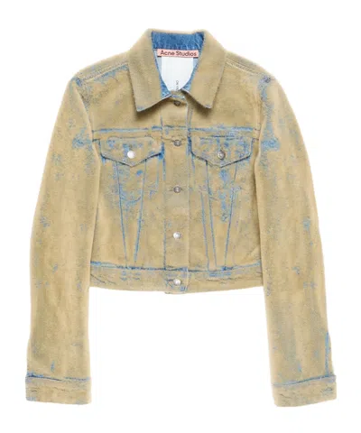 Acne Studios Textured Denim Jacket In Brown