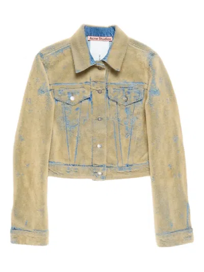 Acne Studios Textured Denim Jacket In Neutral