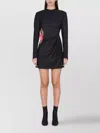 Acne Studios Textured Floral Cut-out Long Sleeve Dress In Black